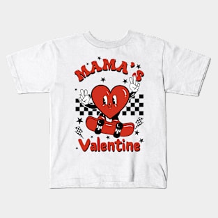 Retro Groovy Mama_s Valentine Cute Heart Boys Girls Kids Kids T-Shirt